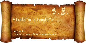 Vidám Elemér névjegykártya